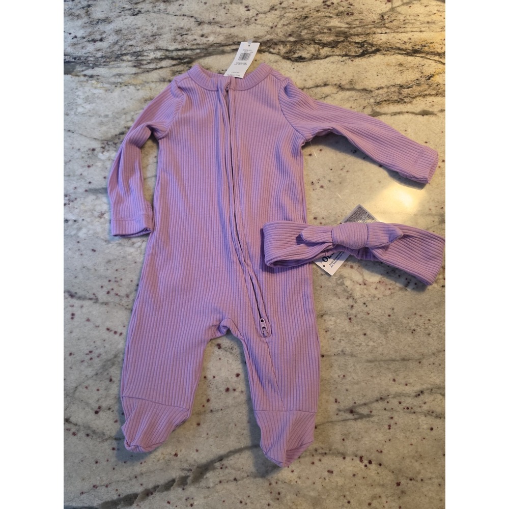 Old Navy lavender onsie and headband newborn